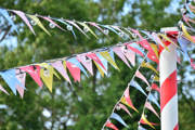Stockeld Park Maypole with bunting on it