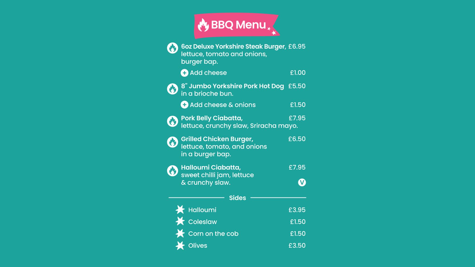 Summer Barbecue Specials Menu