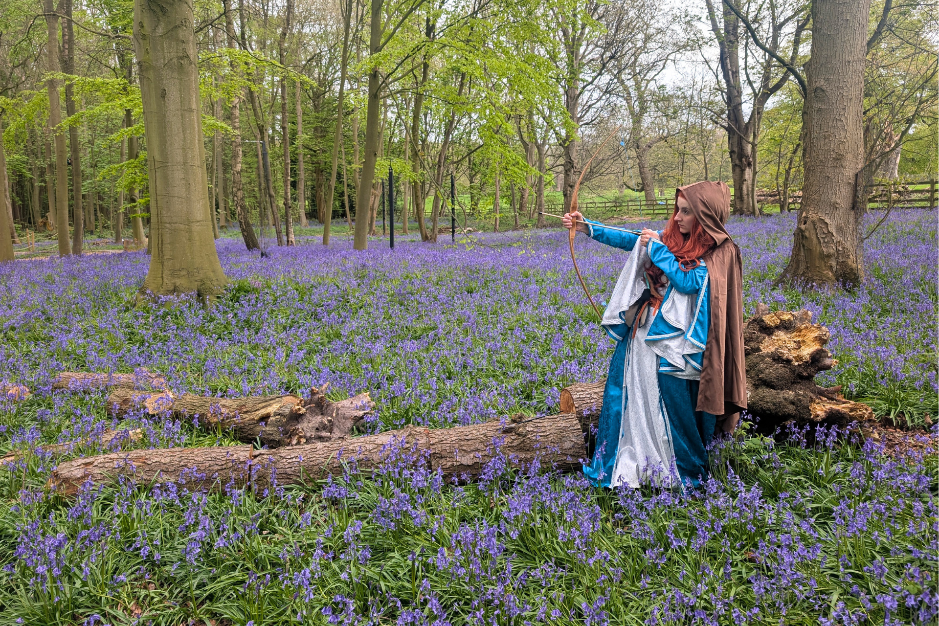 Storybook Spring Character Archer Princess Shooting Bow And Arrow In A Forest