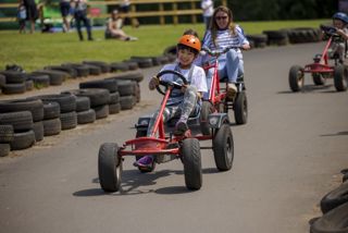 Young boy on the go karts
