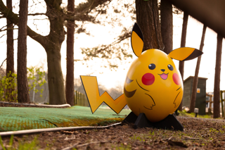 Painted egg decorated as pikachu 