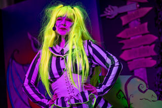 Character in the 2023 Halloween Street with bright yellow hair