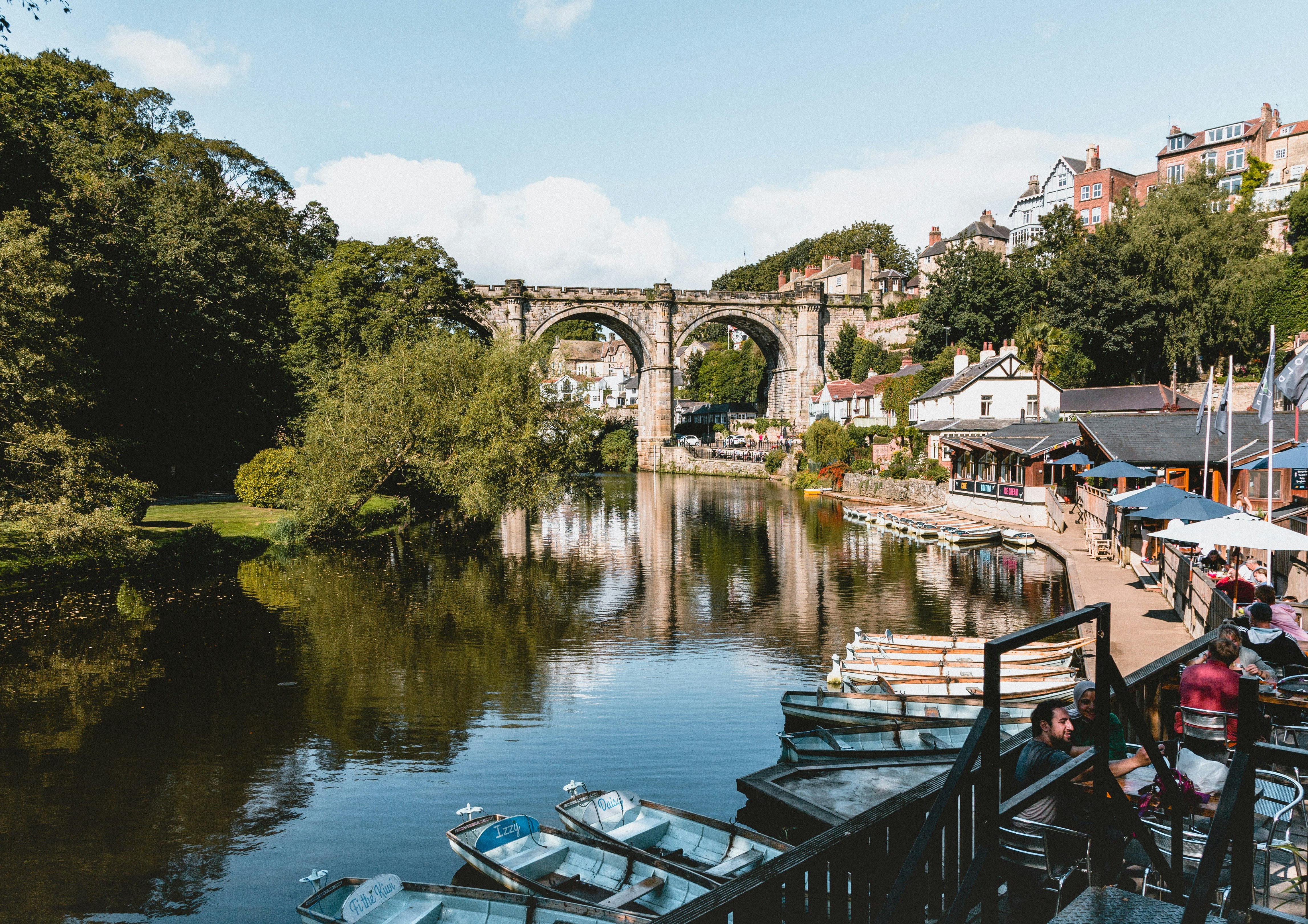 Knaresborough looking across the river and boats