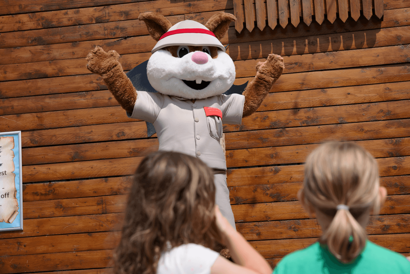 Scout the Squirrel mascot performing at Stockeld Park